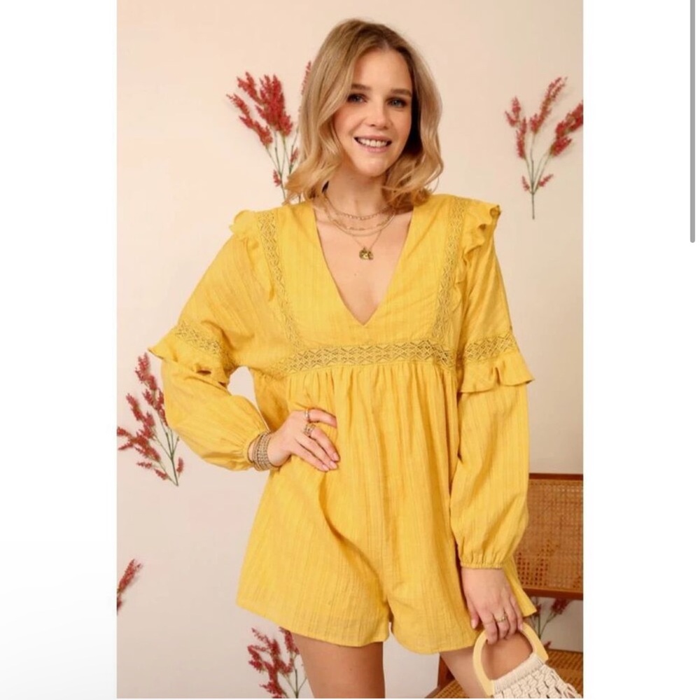 NWT Lumiere Yellow Eyelit Jumpsuits